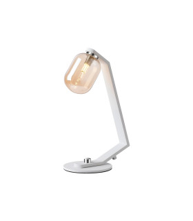 Cortland Table Lamp 1 Light G9 White/Polished Chrome/Amber Smooth Tubular Glass-1