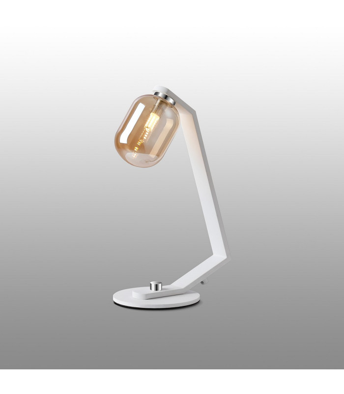 Cortland Table Lamp 1 Light G9 White/Polished Chrome/Amber Smooth Tubular Glass-3