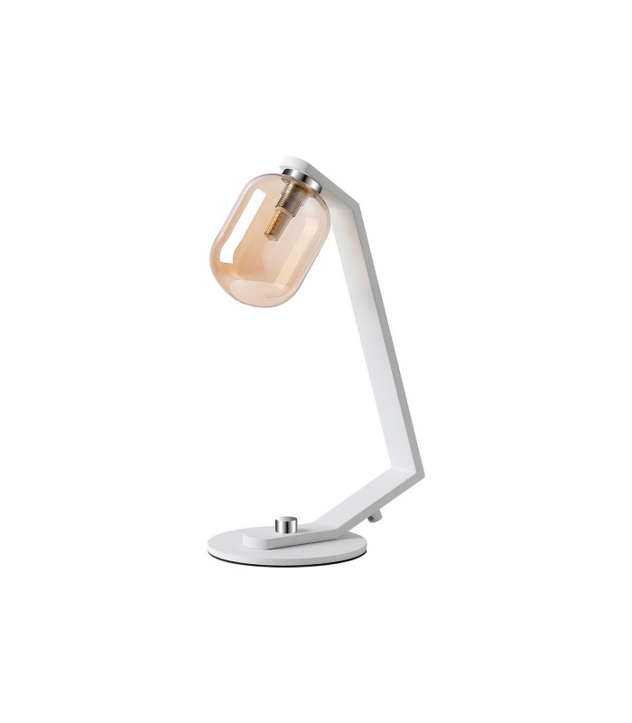 Cortland Table Lamp 1 Light G9 White/Polished Chrome/Amber Smooth Tubular Glass-4