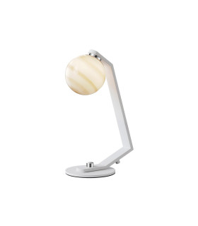 Cortland Table Lamp 1 Light G9 White/Polished Chrome/Brown Round Marble Effect Glass-1
