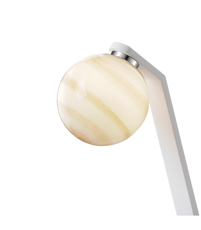 Cortland Table Lamp 1 Light G9 White/Polished Chrome/Brown Round Marble Effect Glass-5