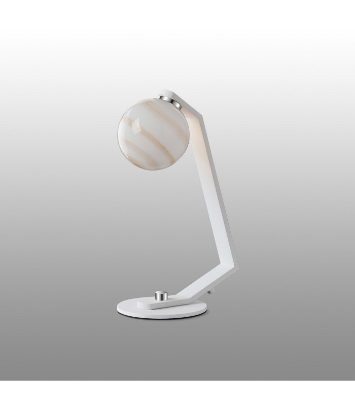 Cortland Table Lamp 1 Light G9 White/Polished Chrome/Brown Round Marble Effect Glass-7