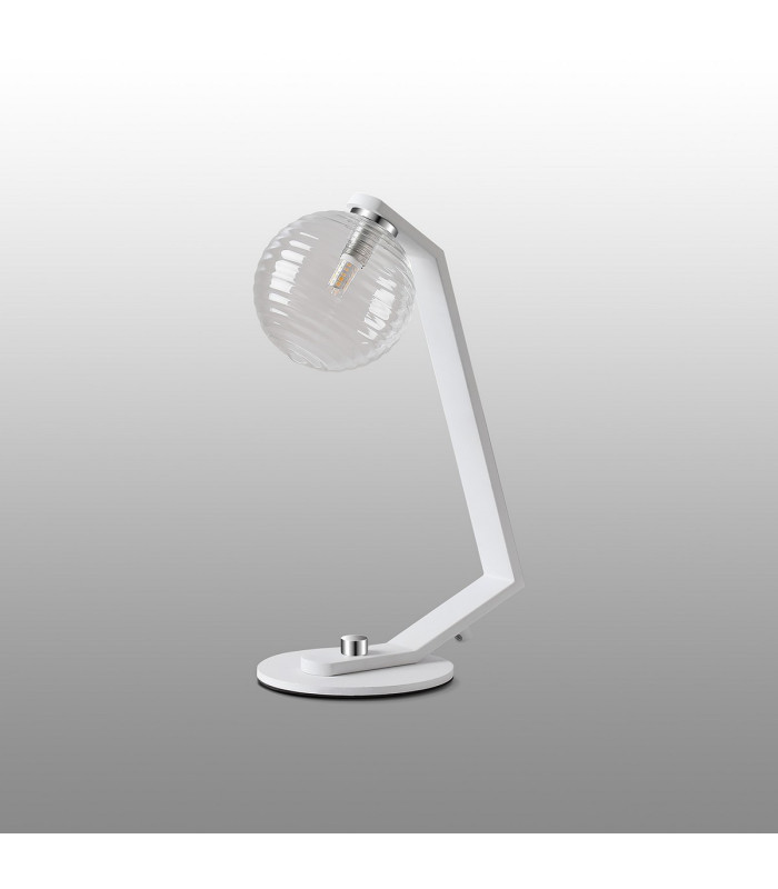 Cortland Table Lamp 1 Light G9 White/Polished Chrome/Clear Ribbed Round Glass-7