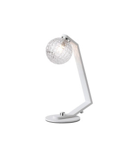 Cortland Table Lamp 1 Light G9 White/Polished Chrome/Clear Cross Pattern Round Glass-1