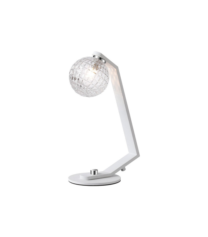 Cortland Table Lamp 1 Light G9 White/Polished Chrome/Clear Cross Pattern Round Glass-1
