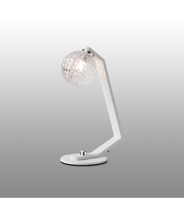 Cortland Table Lamp 1 Light G9 White/Polished Chrome/Clear Cross Pattern Round Glass-3
