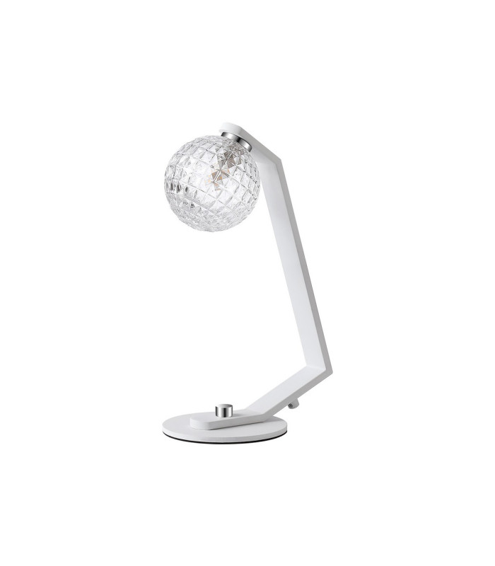 Cortland Table Lamp 1 Light G9 White/Polished Chrome/Clear Cross Pattern Round Glass-5