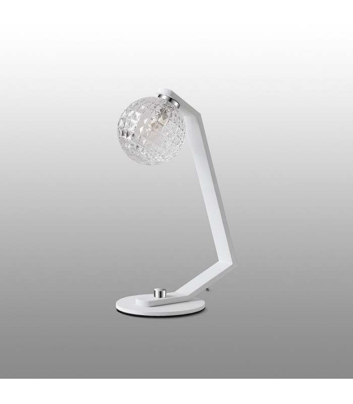 Cortland Table Lamp 1 Light G9 White/Polished Chrome/Clear Cross Pattern Round Glass-8
