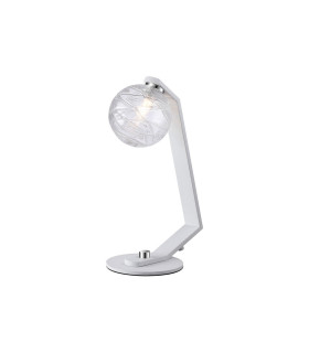 Cortland Table Lamp 1 Light G9 White/Polished Chrome/Clear Dune Effect Round Glass-1