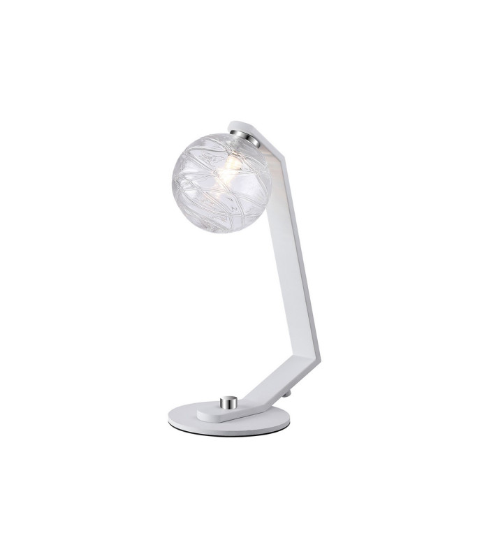 Cortland Table Lamp 1 Light G9 White/Polished Chrome/Clear Dune Effect Round Glass-1