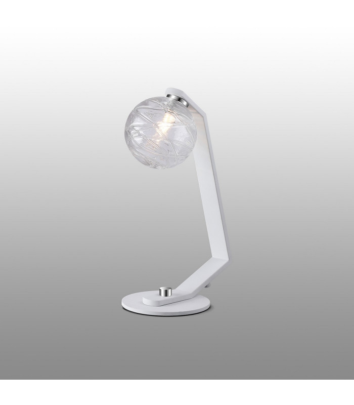 Cortland Table Lamp 1 Light G9 White/Polished Chrome/Clear Dune Effect Round Glass-3