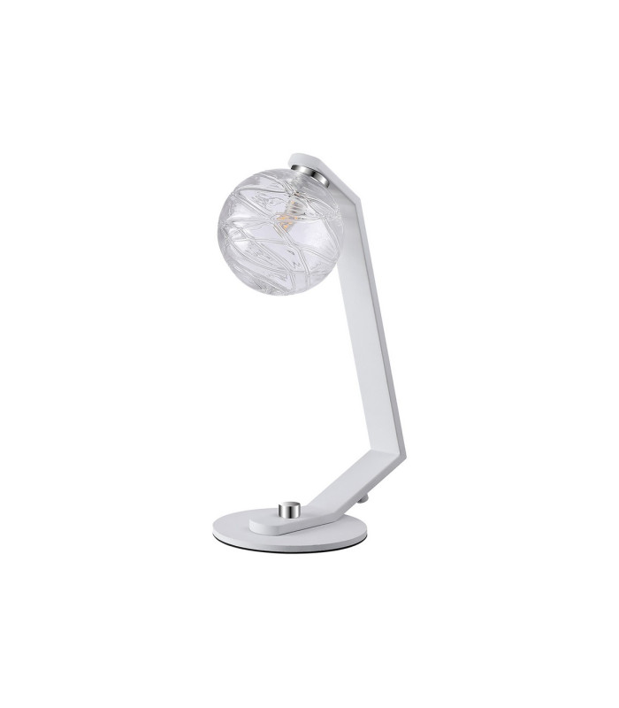 Cortland Table Lamp 1 Light G9 White/Polished Chrome/Clear Dune Effect Round Glass-4
