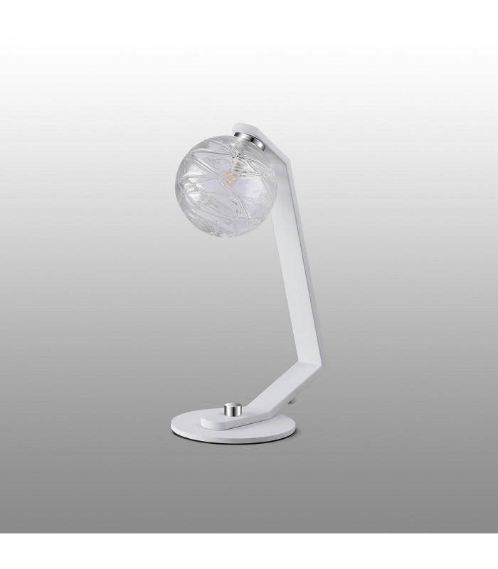 Cortland Table Lamp 1 Light G9 White/Polished Chrome/Clear Dune Effect Round Glass-7