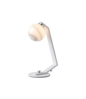 Cortland Table Lamp 1 Light G9 White/Polished Chrome/Grey Round Marble Effect Glass-1