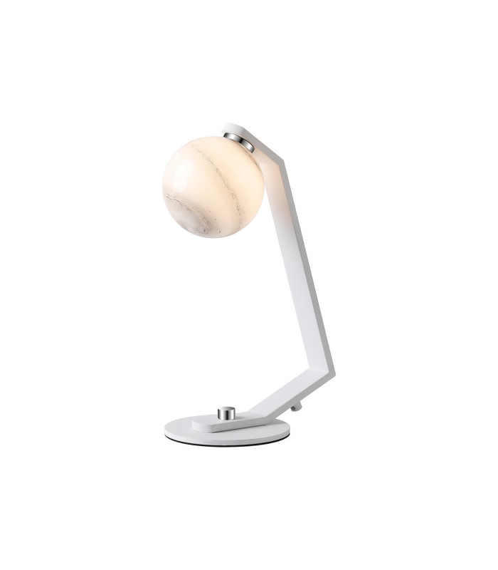 Cortland Table Lamp 1 Light G9 White/Polished Chrome/Grey Round Marble Effect Glass-1
