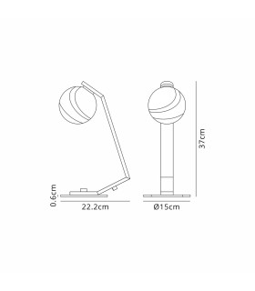 Cortland Table Lamp 1 Light G9 White/Polished Chrome/Grey Round Marble Effect Glass-2