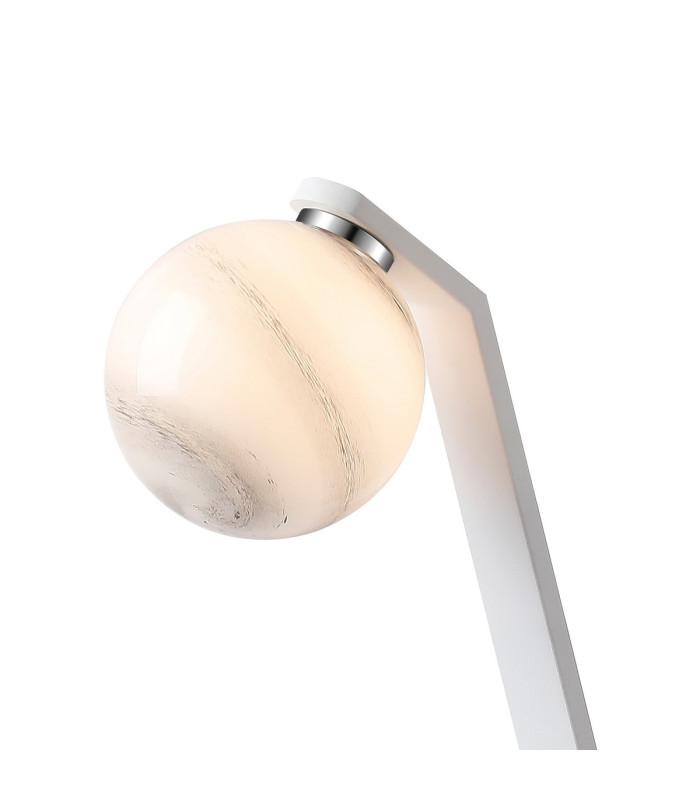 Cortland Table Lamp 1 Light G9 White/Polished Chrome/Grey Round Marble Effect Glass-5