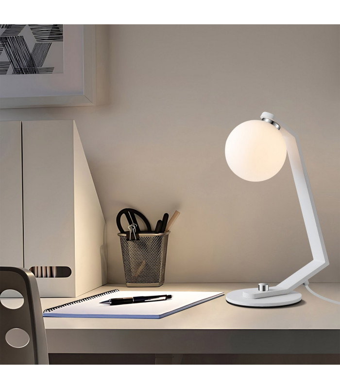 Cortland Table Lamp 1 Light G9 White/Polished Chrome/Opal Smooth Round Glass-4