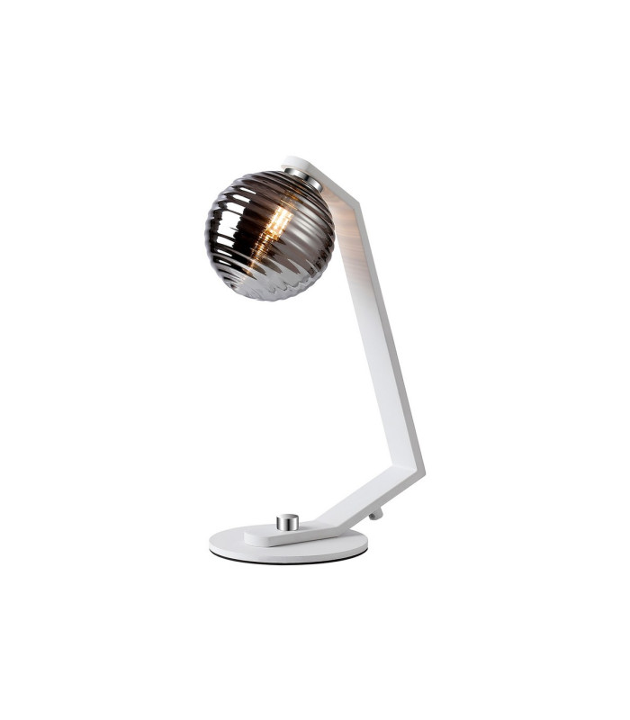 Cortland Table Lamp 1 Light G9 White/Polished Chrome/Smoke Ribbed Round Glass-1