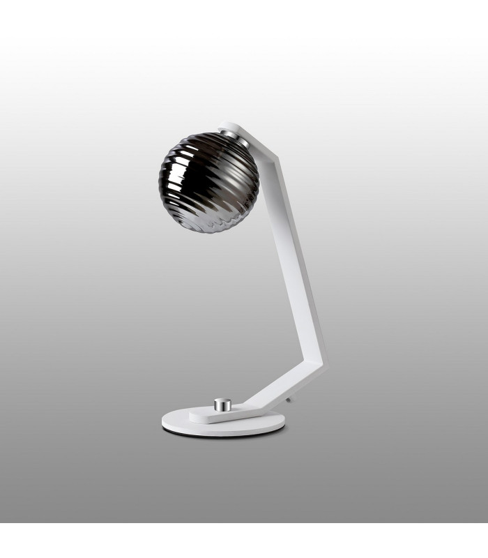 Cortland Table Lamp 1 Light G9 White/Polished Chrome/Smoke Ribbed Round Glass-7