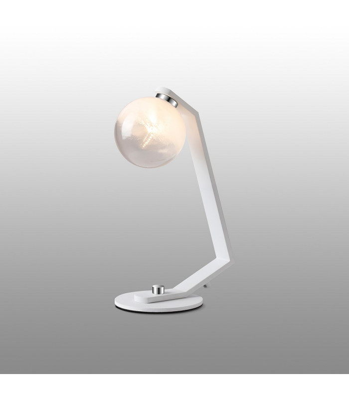 Cortland Table Lamp 1 Light G9 White/Polished Chrome/White Two-Tone Snow Specks Round Glass-3