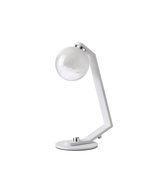 Cortland Table Lamp 1 Light G9 White/Polished Chrome/White Two-Tone Snow Specks Round Glass-5