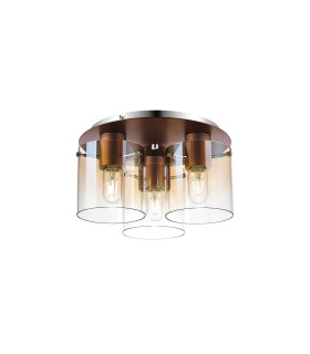 Ghent 37cm Round Ceiling Flush 3 Light Flush Fitting Mocha/Amber Fade Glass-1