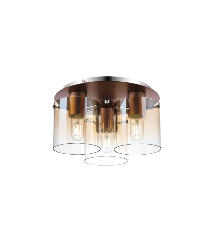 Ghent 37cm Round Ceiling Flush 3 Light Flush Fitting Mocha/Amber Fade Glass-1