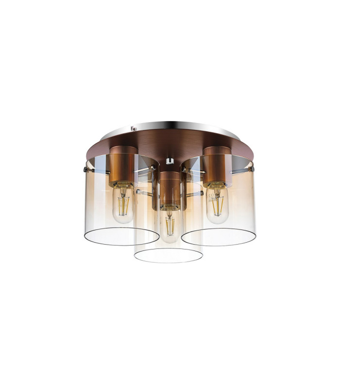 Ghent 37cm Round Ceiling Flush 3 Light Flush Fitting Mocha/Amber Fade Glass-4