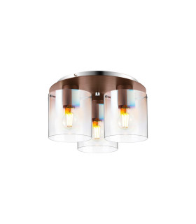 Ghent 37cm Round Ceiling Flush 3 Light Flush Fitting Mocha/Iridescent Fade Glass-1