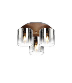 Ghent 37cm Round Ceiling Flush 3 Light Flush Fitting Mocha/Smoke Fade Glass-1