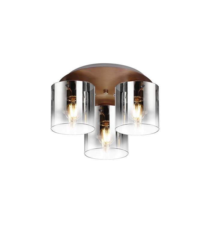 Ghent 37cm Round Ceiling Flush 3 Light Flush Fitting Mocha/Smoke Fade Glass-1