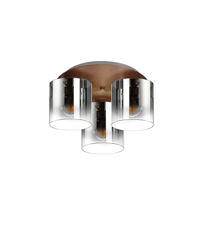 Ghent 37cm Round Ceiling Flush 3 Light Flush Fitting Mocha/Smoke Fade Glass-4
