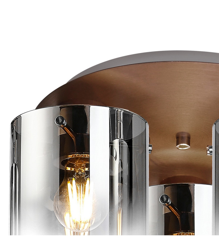 Ghent 37cm Round Ceiling Flush 3 Light Flush Fitting Mocha/Smoke Fade Glass-5