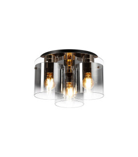 Ghent 37cm Round Ceiling Flush 3 Light Flush Fitting Polished Nickel/Black/Smoke Fade Glass-1
