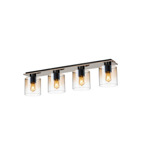Ghent Linear Ceiling Flush 4 Light Flush Fitting Black/Amber Fade Glass-1