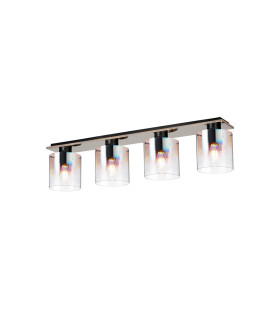 Ghent Linear Ceiling Flush 4 Light Flush Fitting Black/Iridescent Fade Glass-1