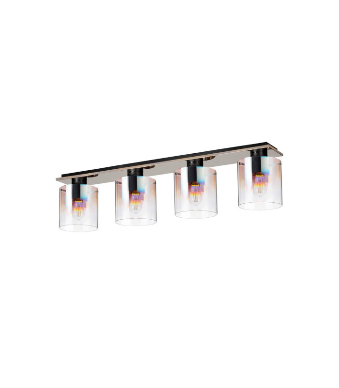 Ghent Linear Ceiling Flush 4 Light Flush Fitting Black/Iridescent Fade Glass-4