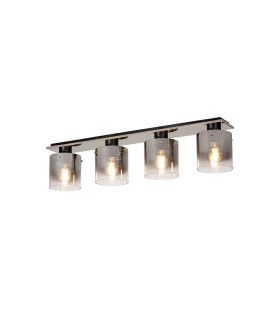 Ghent Linear Ceiling Flush 4 Light Flush Fitting Black/Smoke Fade Glass-1