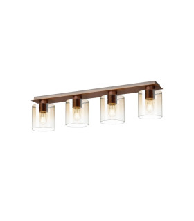 Ghent Linear Ceiling Flush 4 Light Flush Fitting Mocha/Amber Fade Glass-1