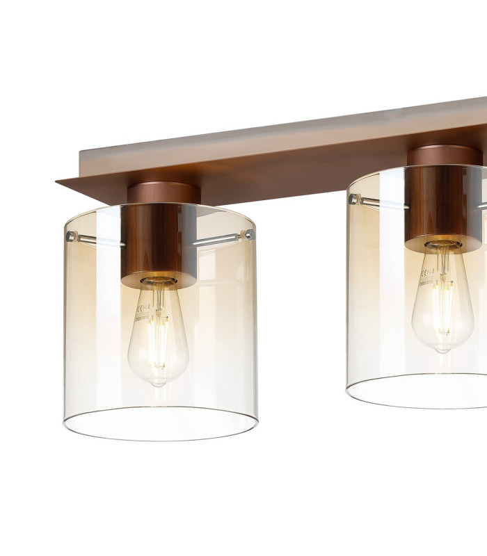 Ghent Linear Ceiling Flush 4 Light Flush Fitting Mocha/Amber Fade Glass-5
