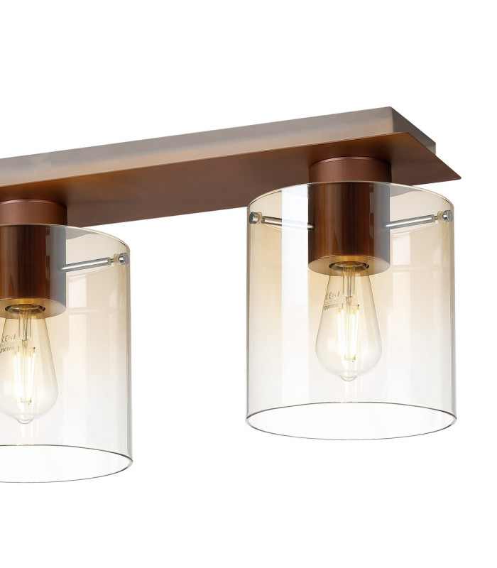 Ghent Linear Ceiling Flush 4 Light Flush Fitting Mocha/Amber Fade Glass-6