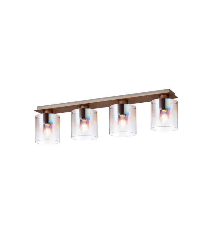 Ghent Linear Ceiling Flush 4 Light Flush Fitting Mocha/Iridescent Fade Glass-1