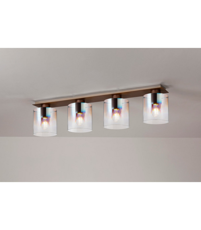 Ghent Linear Ceiling Flush 4 Light Flush Fitting Mocha/Iridescent Fade Glass-3