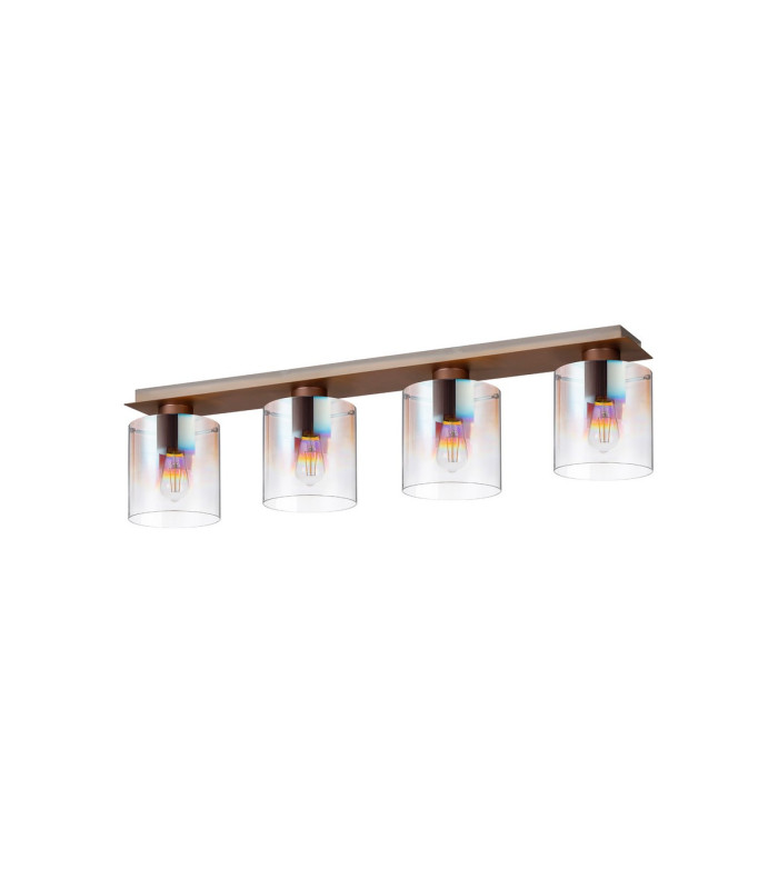 Ghent Linear Ceiling Flush 4 Light Flush Fitting Mocha/Iridescent Fade Glass-4