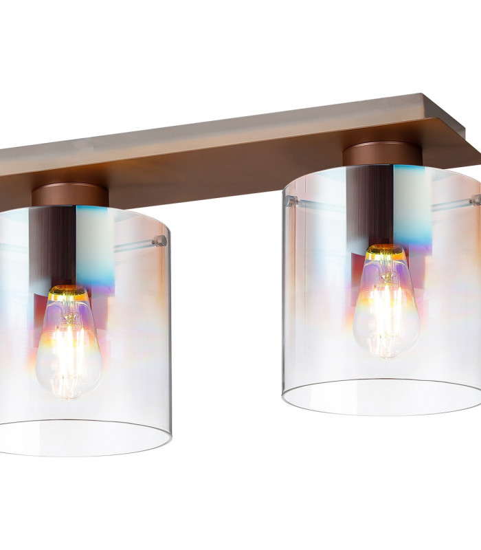 Ghent Linear Ceiling Flush 4 Light Flush Fitting Mocha/Iridescent Fade Glass-6