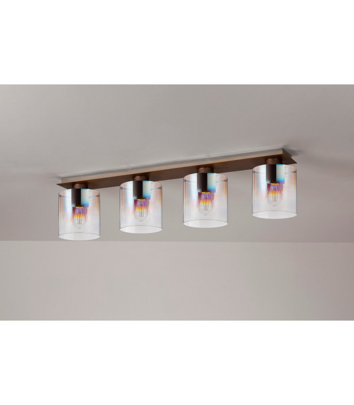 Ghent Linear Ceiling Flush 4 Light Flush Fitting Mocha/Iridescent Fade Glass-7