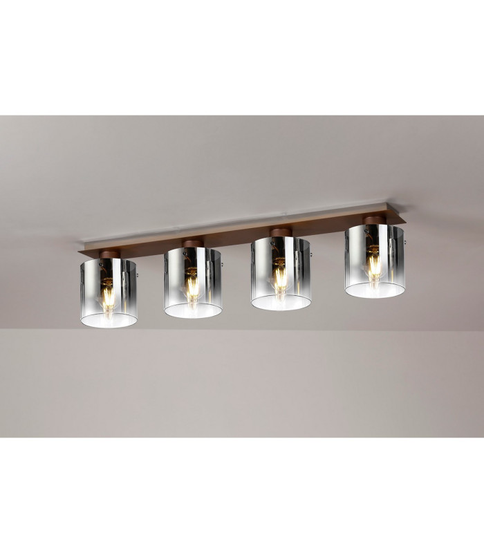Ghent Linear Ceiling Flush 4 Light Flush Fitting Mocha/Smoke Fade Glass-3
