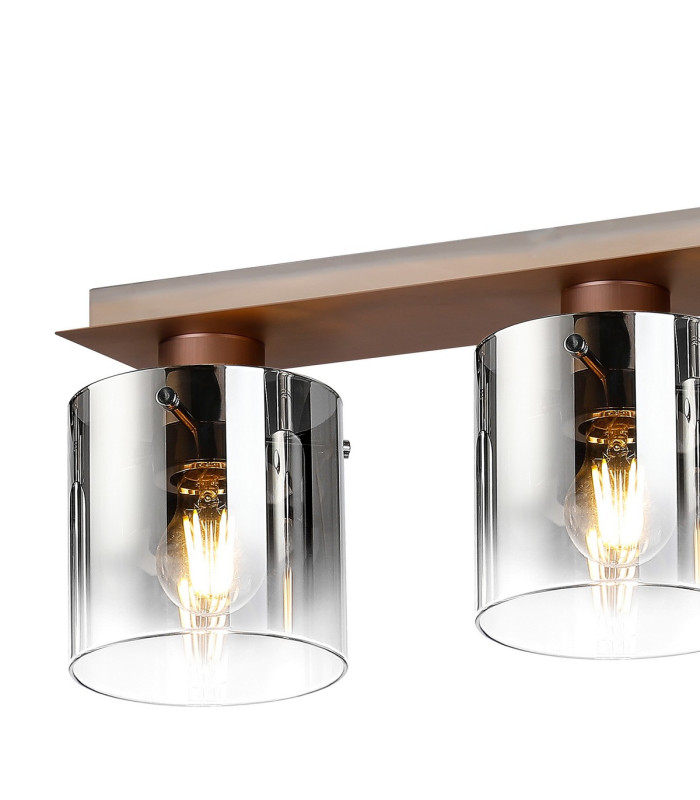 Ghent Linear Ceiling Flush 4 Light Flush Fitting Mocha/Smoke Fade Glass-5