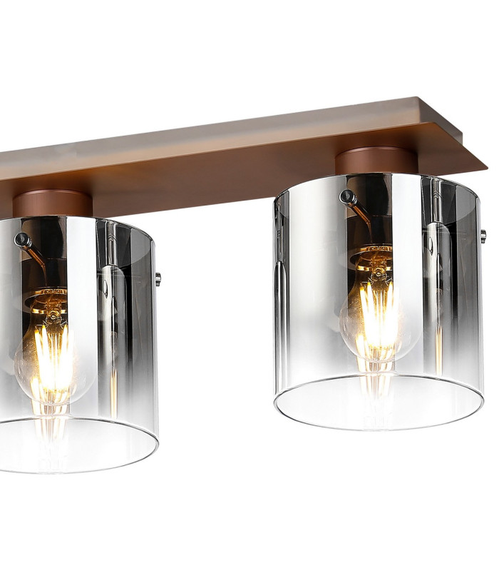 Ghent Linear Ceiling Flush 4 Light Flush Fitting Mocha/Smoke Fade Glass-6